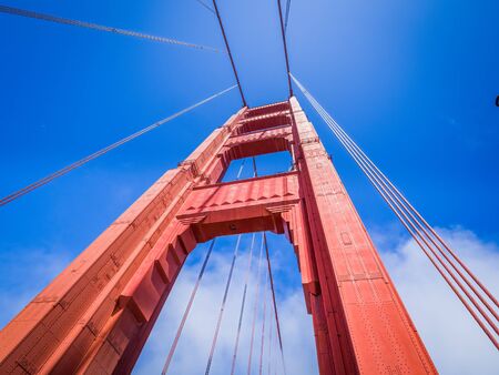 San Francisco - USA, Golden Gate Bridge in San Francisco bay, California. An icon of San Francisco, one of significant tourist attractions in the cityの写真素材