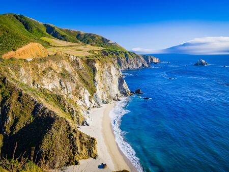 Bixby Creek Bridge,Highway 1 and Big Sur coast California. Bixby Canyon Bridge in California and Big Sur one of most beautiful coastlines in the worldの写真素材
