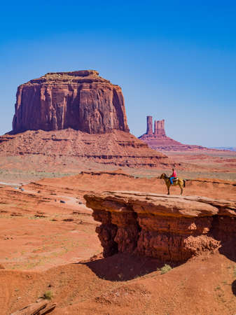 Arizona Utah border - Aug 2019: John Ford Point in Oljato Monument Valley, region of Colorado Plateau characterized by cluster of vast sandstone buttesのeditorial素材