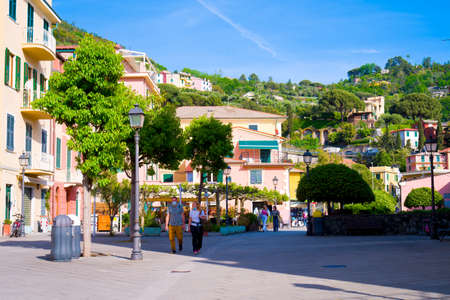 Bonassola, La Spezia, IT - Jun 2021: Bonassola is town on the coast of Ligurian sea near the Cinque Terre National Park, in the Italian Rivieraのeditorial素材