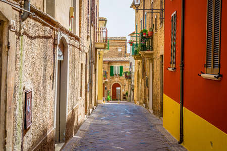 Streets and alleys in old town of Atri, medieval pearl near Teramo, Abruzzo, Italy. Its one of the oldest medieval town in Abruzzoの写真素材