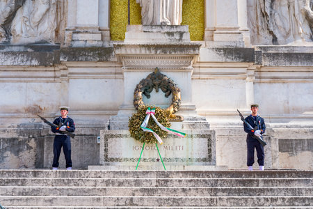 Rome, IT - Apr22: Altare della Patria (Altar of the Fatherland) Rome, Italy alias Monumento Nazionale a Vittorio Emanuele II (National Monument to Victor Emmanuel II) also called Il Vittorianoのeditorial素材
