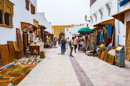 Rabat - Morocco, 23 Aug 2023: Kasbah of Udayas fortress in Rabat. Kasbah Udayas is ancient attraction of Rabat Morocco, near Bou Regreg river.のeditorial素材