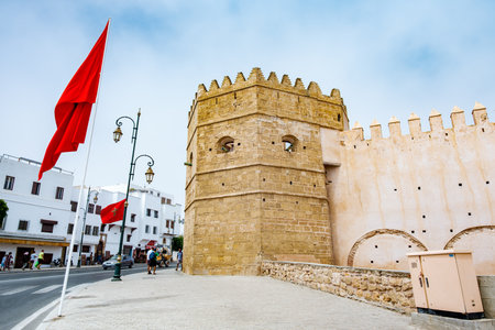 Rabat - Morocco, 23 Aug 2023: Kasbah of Udayas fortress in Rabat. Kasbah Udayas is ancient attraction of Rabat Morocco, near Bou Regreg river.のeditorial素材