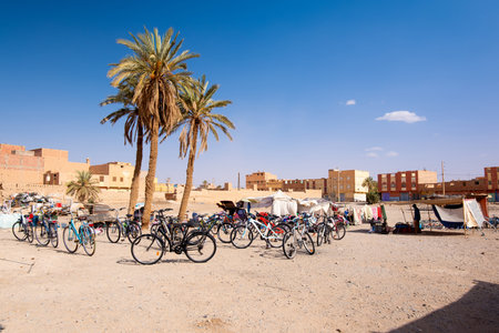 Rissani, Morocco, Sahara Desert. Born from trading post that dates back to the 8th century, Rissani is where caravans began and desert inhabitants learnt grow dates, the authentic soukの写真素材