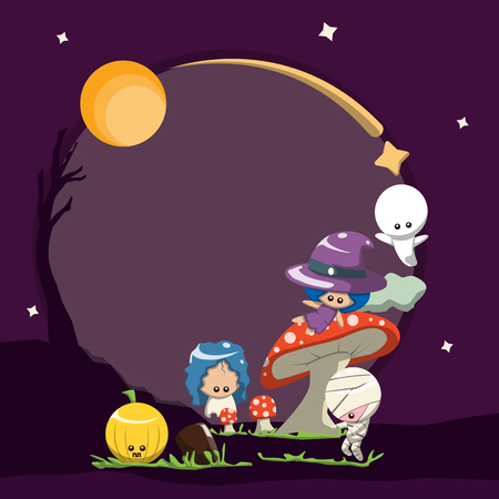 The halloween cute character frameのイラスト素材