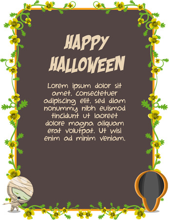 The floral halloween cute character frameのイラスト素材