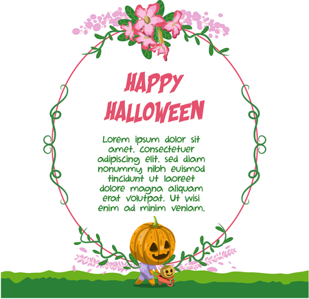 The floral halloween cute character frameのイラスト素材