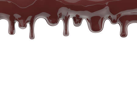 Brown chocolate streams isolated on white background. 3D rendering
