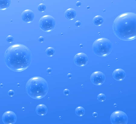 Blue background with water drops macro. 3D visualizationの写真素材