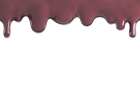 Melted chocolate dripping down on a white background. Liquid chocolate cream or syrup. 3D visualizationの写真素材