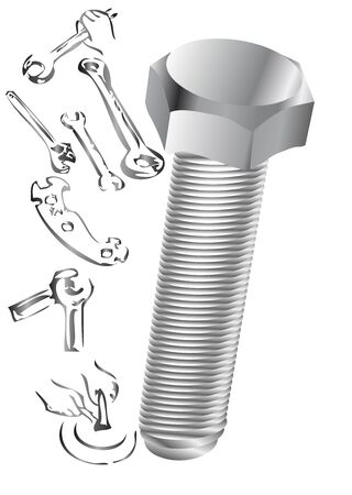 Bolt and wrenches isolated on white backgroundのイラスト素材