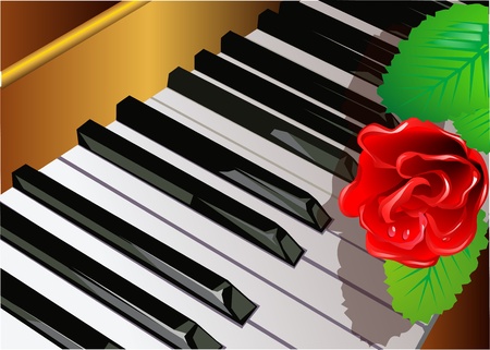 musical background with piano and roseのイラスト素材