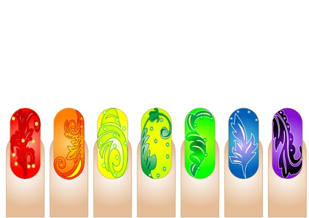 multicolored nails isolated on the white backgroundのイラスト素材