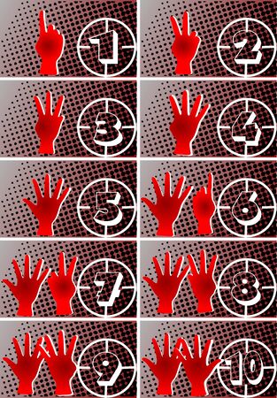 Numbers and hands  Counting hands from one to tenのイラスト素材