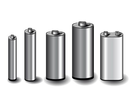 five batteries isolated on the white backgroundのイラスト素材