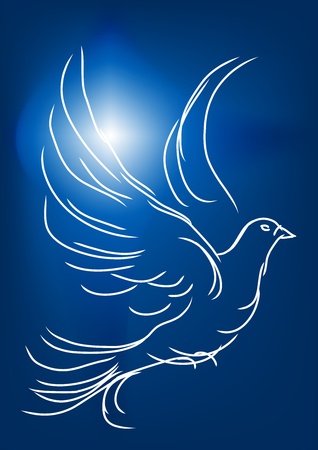 white dove in a blue sky  symbol of peace and loveのイラスト素材