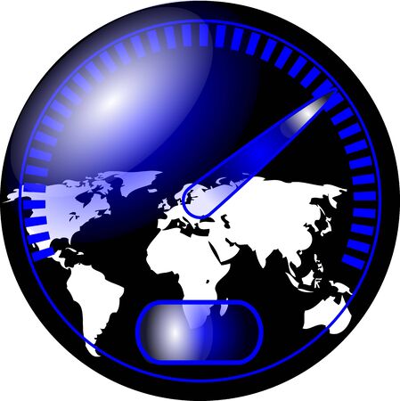 speedometer with a map of the worldのイラスト素材
