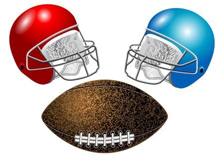 American football, helmet and ball isolated on whiteのイラスト素材