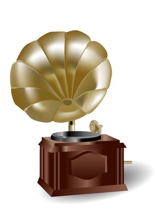 antique gramophone isolated on the white backgroundのイラスト素材
