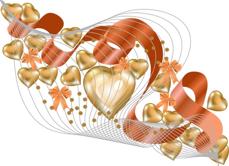 abstract background with gold hearts for Valentineのイラスト素材