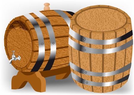 2 wine barrels  vector object のイラスト素材