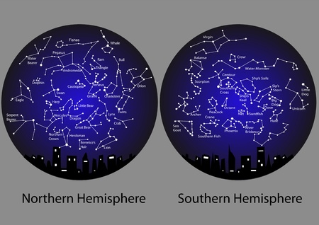 constellations of the northern and southern hemisphereのイラスト素材