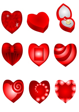 set of red hearts for Valentines Dayのイラスト素材