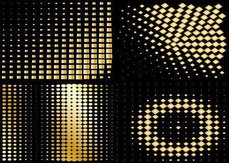 halftone backgrounds set collection isolated on blackのイラスト素材