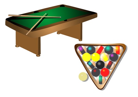 billiards table and billiards ball isolated on whiteのイラスト素材