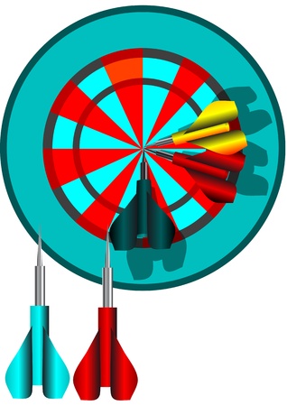 darts, dart and dartboard isolated on whiteのイラスト素材