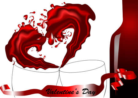 splash of wine in the form of heartのイラスト素材