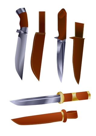 hunting knives with sheath isolated on whiteのイラスト素材