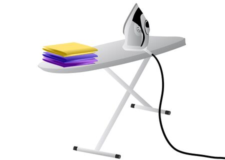 iron and ironing board isolated on whiteのイラスト素材