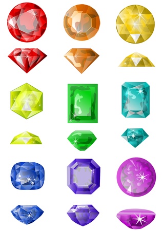 set of precious stones isolated on whiteのイラスト素材
