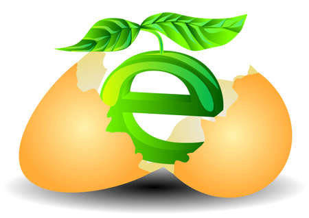 broken egg with the ecological symbol and plantのイラスト素材