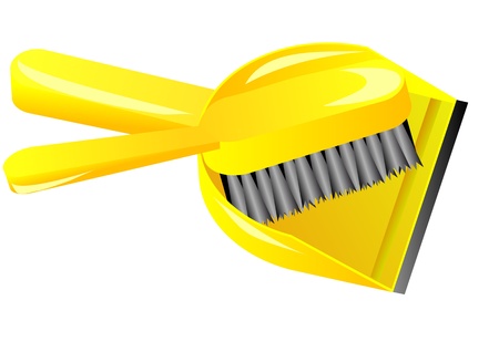 brush and dustpan isolated on white backgroundのイラスト素材