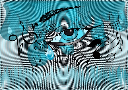 musical background with the human eyeのイラスト素材