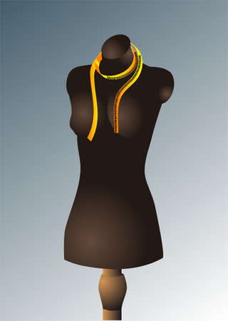 mannequin for sewing  female mannequin torso with measuring tape around shoulders のイラスト素材