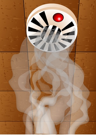 fire alarmon the ceiling and smoke  10 EPSのイラスト素材
