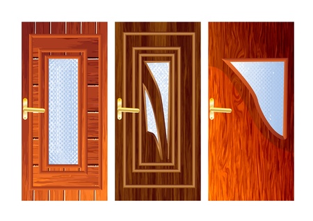 set of 3 doors isolated on whiteのイラスト素材