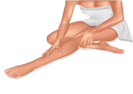 woman massaging leg  isolated on white backgroundのイラスト素材