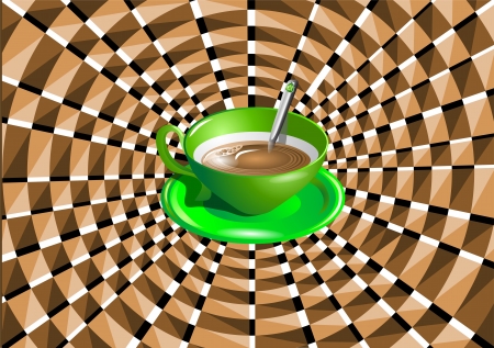 optical illusion with a green cup with a drinkのイラスト素材