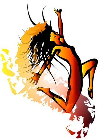 girl jumping  modern style dancerのイラスト素材