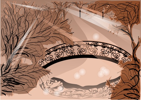 dark bridge in the park. 10 EPSのイラスト素材