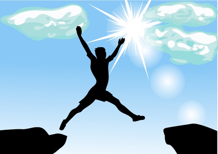 man leap across the chasm   のイラスト素材