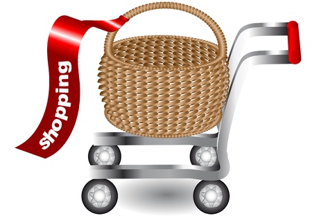 Shopping cart isolated on the white backgroundのイラスト素材