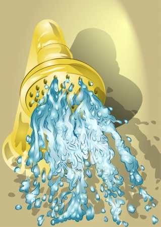 Gold shower with running water  10 EPSのイラスト素材
