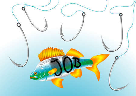 job hunt  abstract fish hooks in search of workのイラスト素材