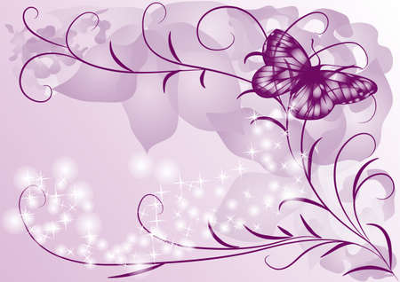 abstract floral background with butterfly のイラスト素材